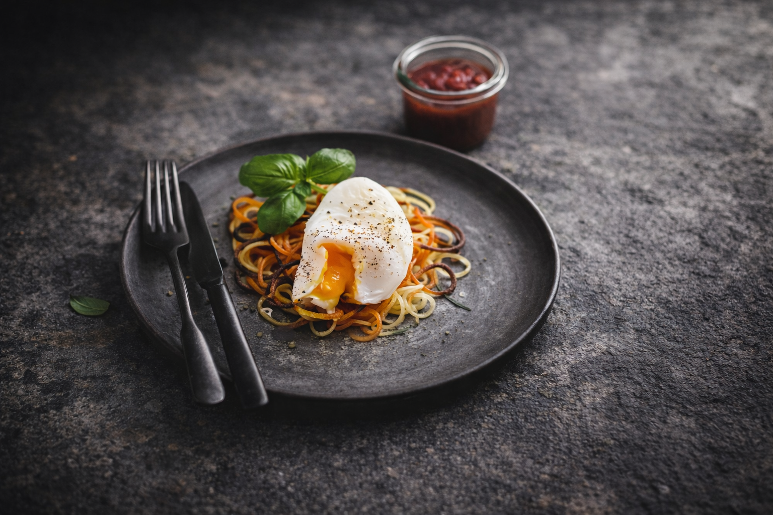 Grøntsager med pocheret æg