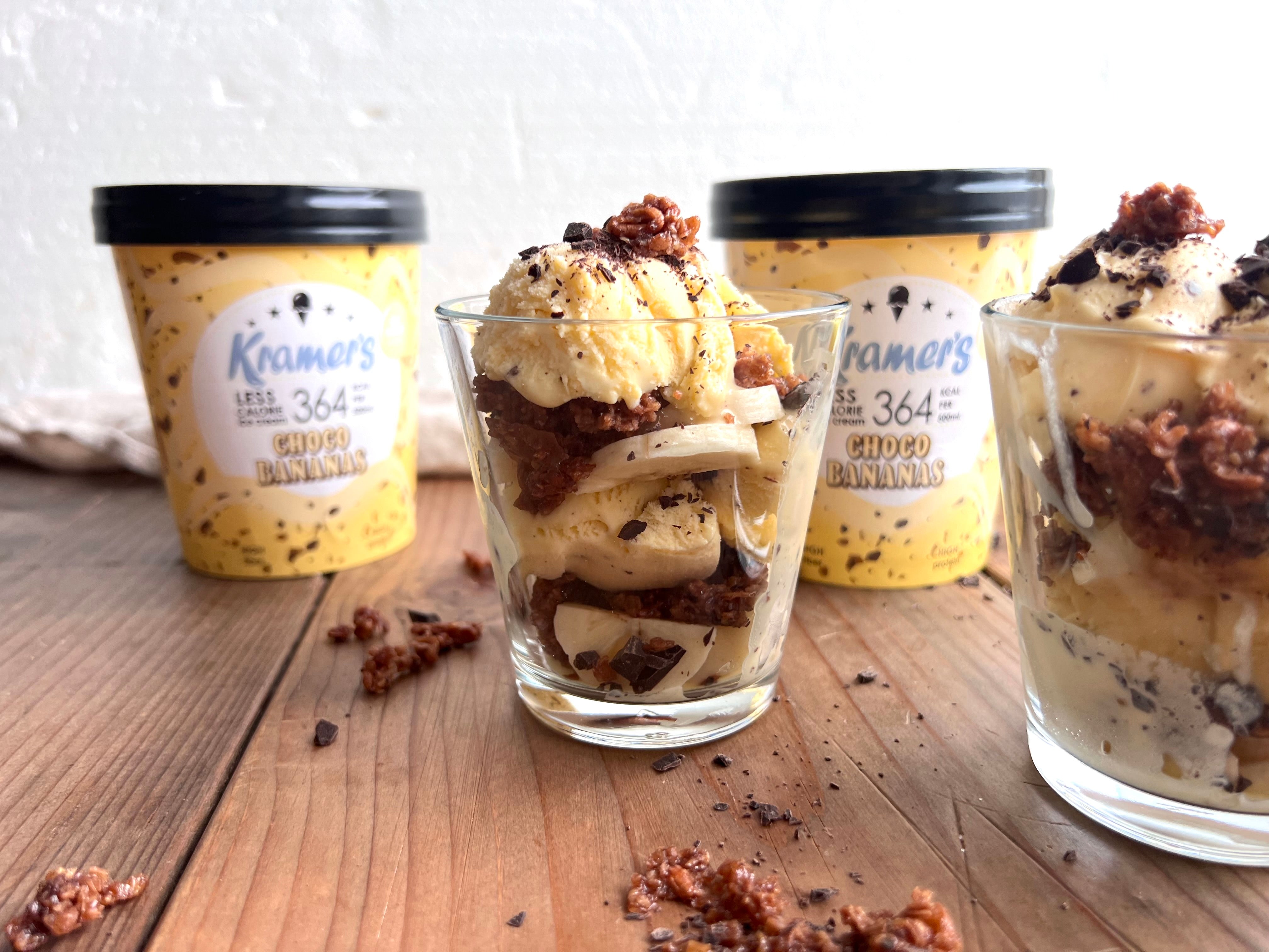 Bananas split i glas