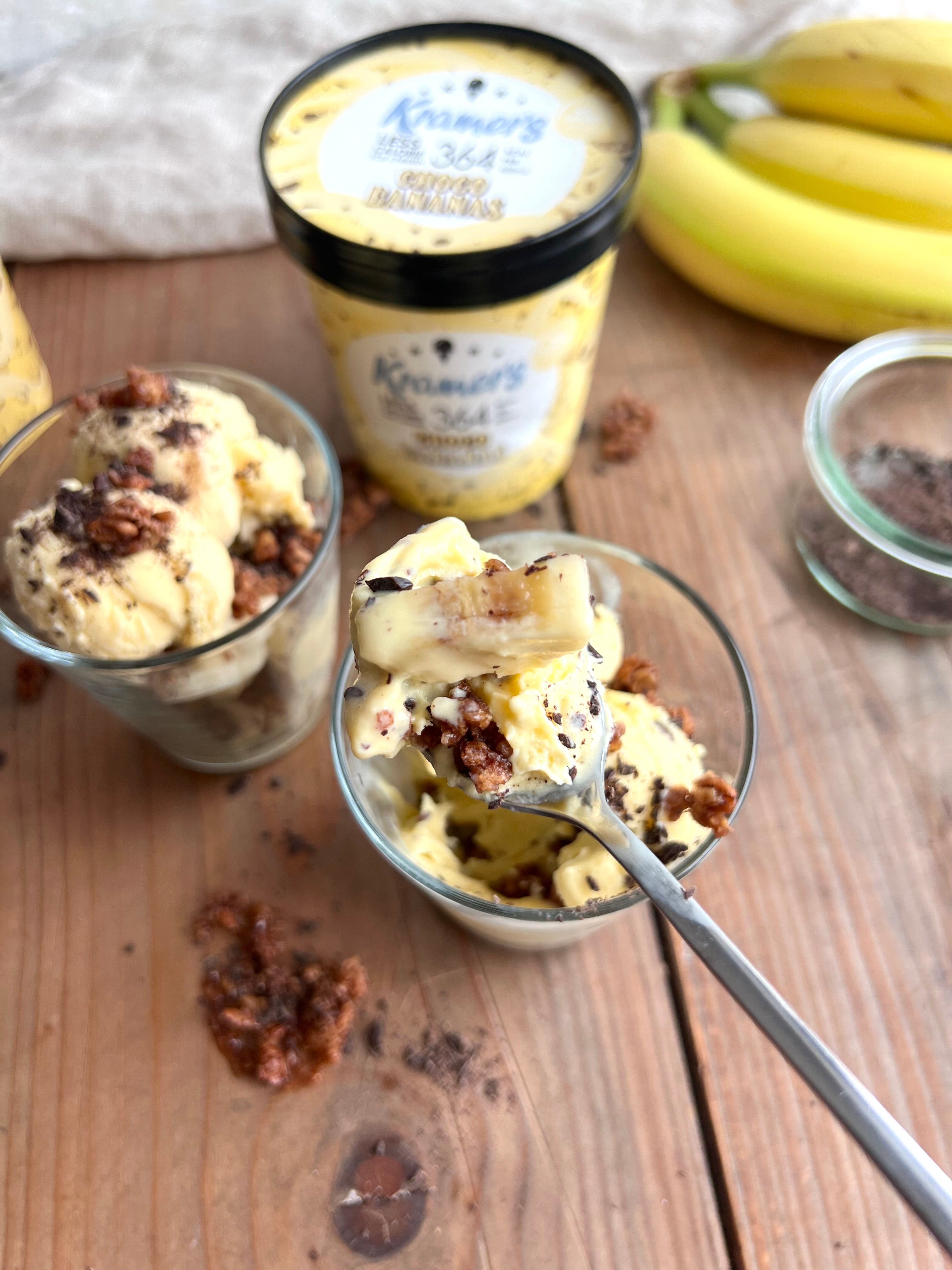 Bananas split i glas