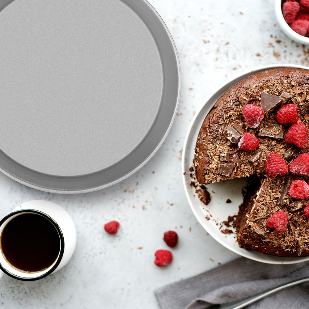 Rund kageform sort og sølv