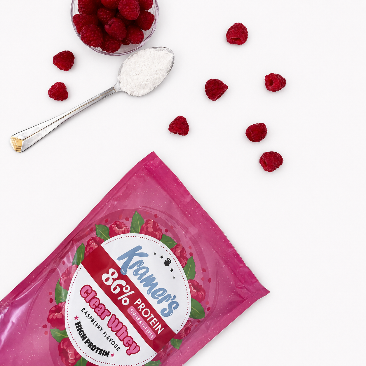 Kramers Clear Whey Proteinpulver, Hindbær 300g