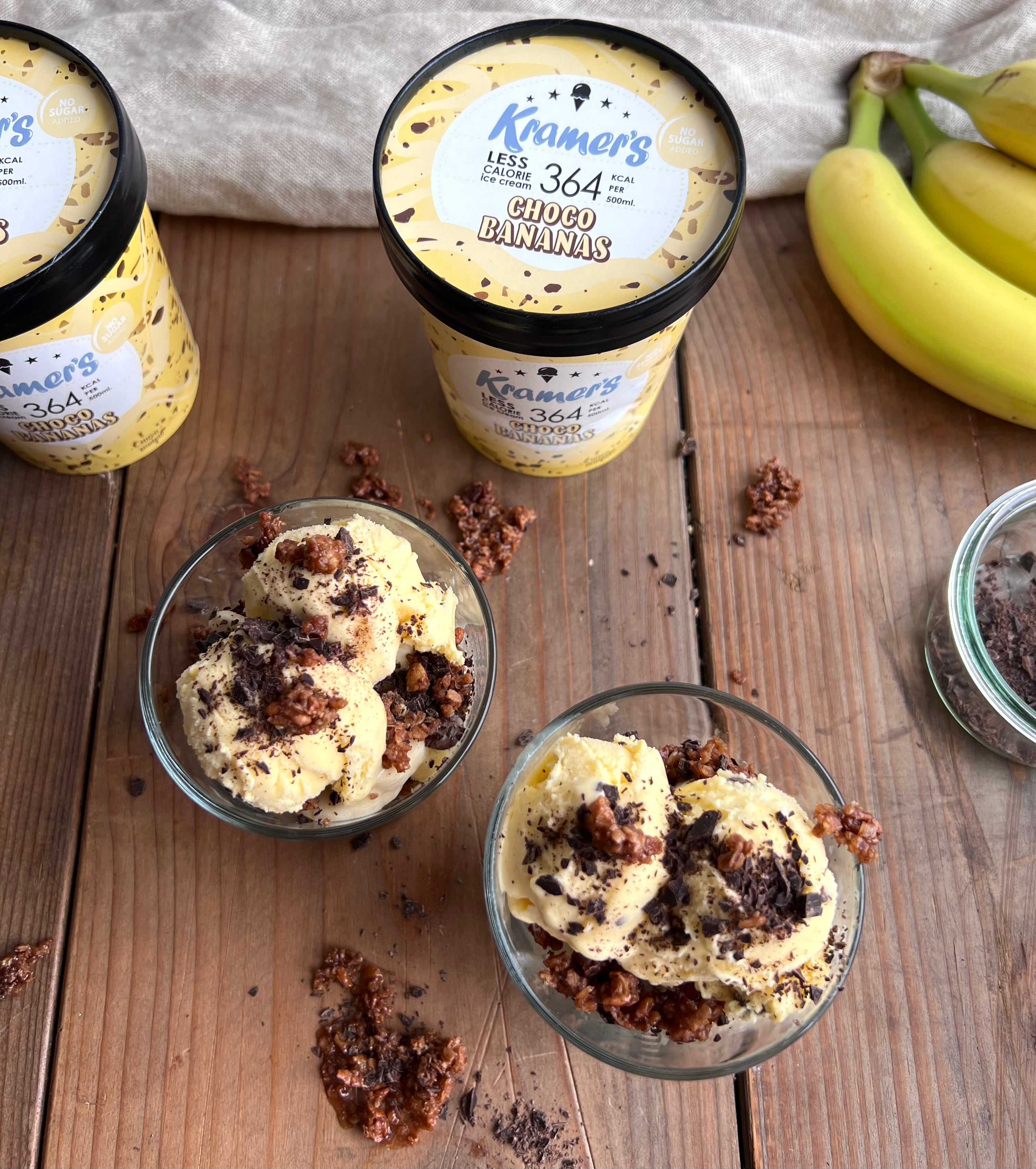 Bananas split i glas