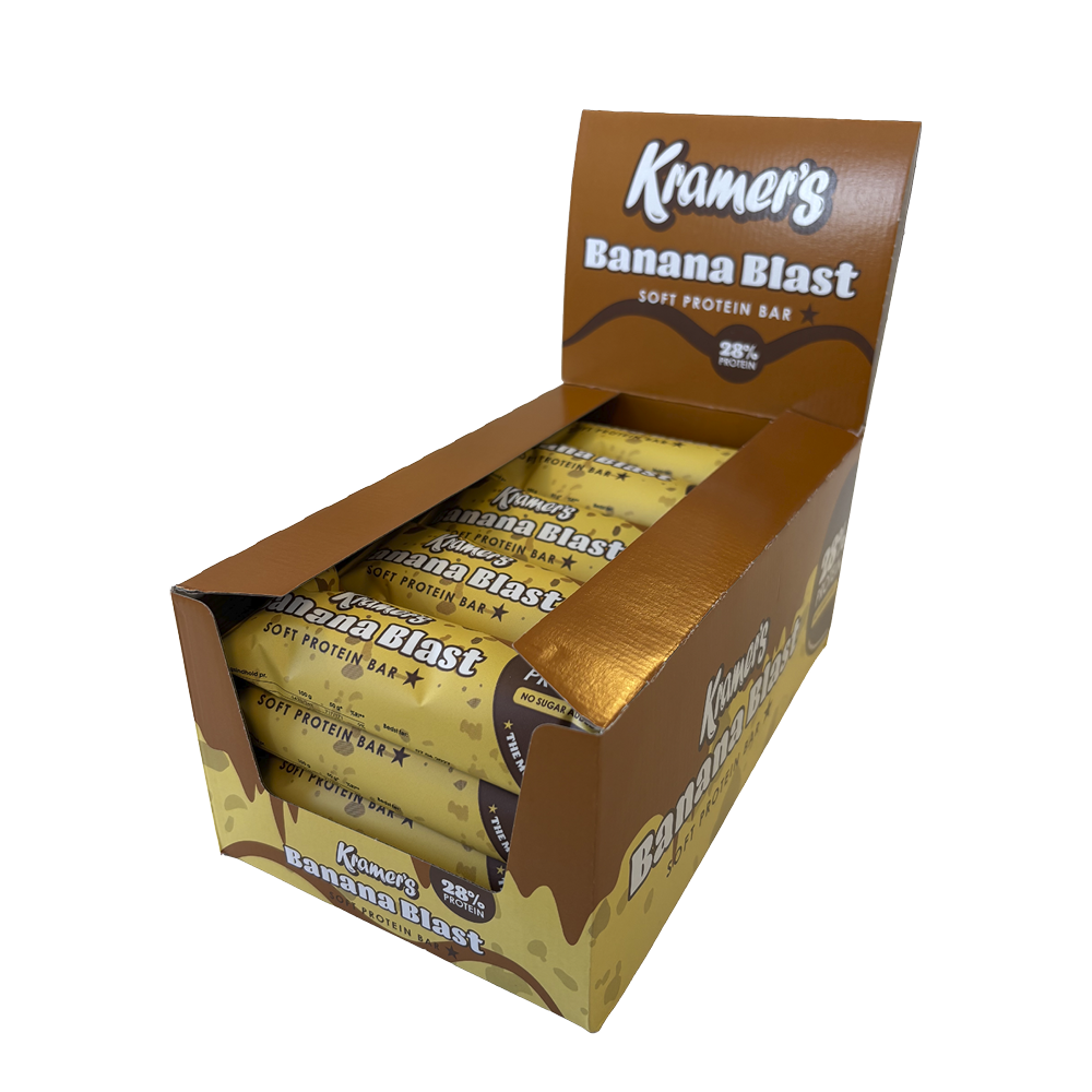 Kramers Soft Proteinbar, Banana Blast - Kasse med 20 stk.