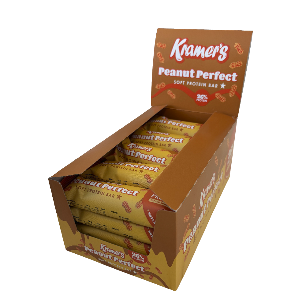 Kramers Soft Proteinbar, Peanut Perfect - Kasse med 20 stk.